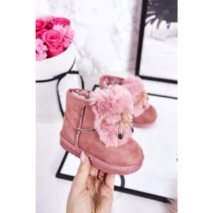 Children's Snow Boots Insulated With Fur Suede Pink Amelia