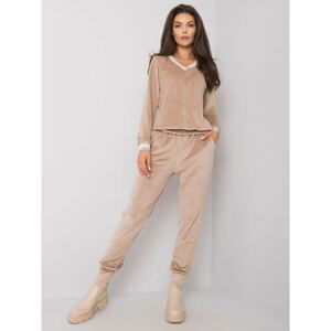 RUE PARIS Beige women's velor set