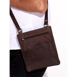 Dark brown leather shoulder bag for men