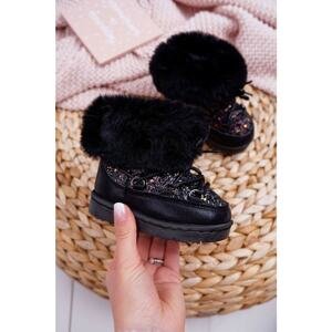 Children's Insulated Snow Boots With Fur Black Nicola