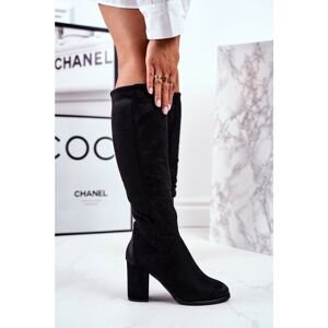 Women's High Boots Suede Black Many Times
