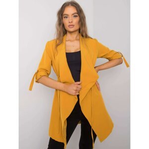 Mustard cape with rolled up sleeves