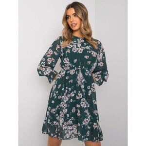 RUE PARIS Dark green dress with prints