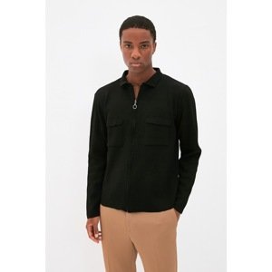 Trendyol Black Men's Regular Pocket Detailed Zippered Cardigan
