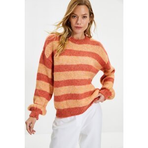 Trendyol Dried Rose Striped Oversize Knitwear Sweater