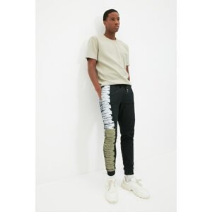 Trendyol Black Men Regular Fit Printed Elastic Leg Sweatpants
