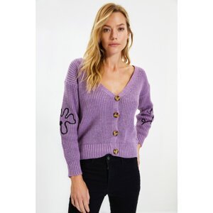Trendyol Lilac Sleeve Detailed Knitwear Cardigan
