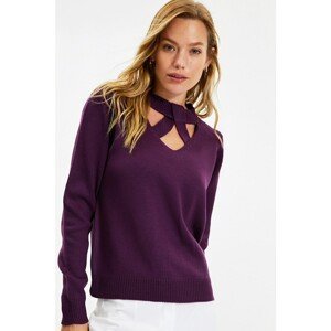 Trendyol Plum Collar Detailed Knitwear Sweater
