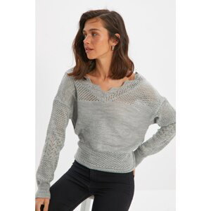 Trendyol Gray Openwork Knitwear Sweater