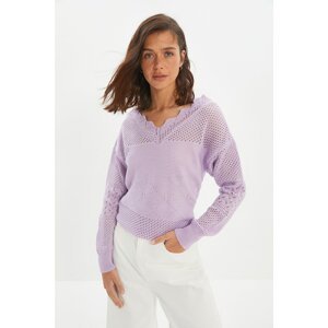 Trendyol Lilac Openwork Knitwear Sweater