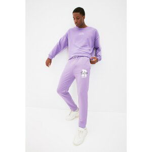 Trendyol Lilac Men Regular Fit Rubber Leg Embroidered Sweatpants