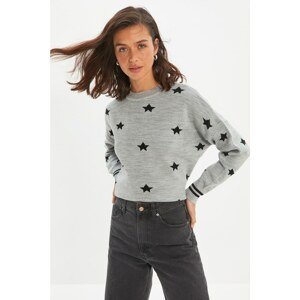 Trendyol Gray Star Jacquard Knitwear Sweater