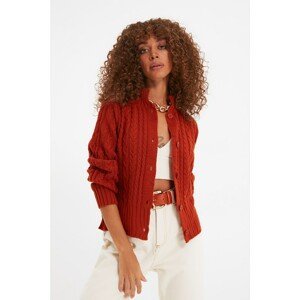 Trendyol Tile Knitted Detailed Stand Up Collar Knitwear Cardigan