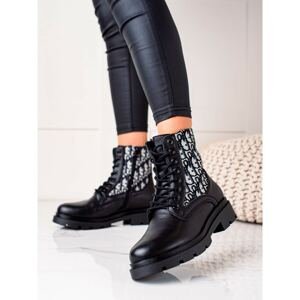 GOODIN LACE-UP ANKLE BOOTS TRAPPERS WITH PATTERN
