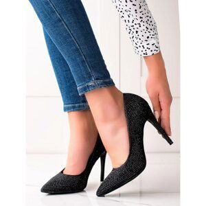 TRENDI BLACK STILETTOS WITH CRYSTALS