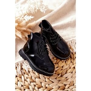 Leather Children's Boots Lacquered Black Maris