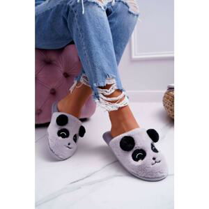 Women's Slippers With Fur Panda Grey Fimeo