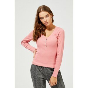 Cotton blouse with long sleeves - pink