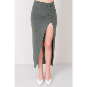 Green midi skirt with deep slit BSL