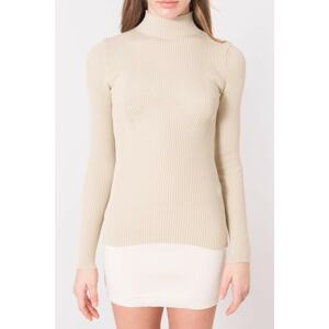 Light beige ribbed turtleneck BSL