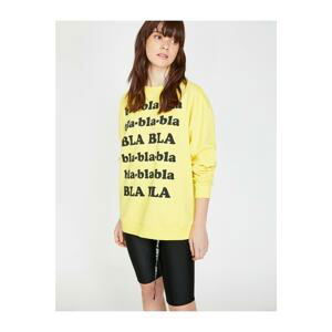 Koton Women's Yellow Letter Printed Sweatshirt