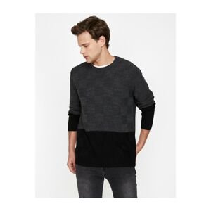 Koton Men's Gray Checkered Sweater