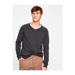 Koton Men's Gray V-Neck Sweater