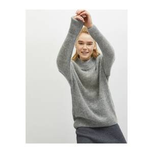 Koton Women's High Collar Gray Knitwear Sweater