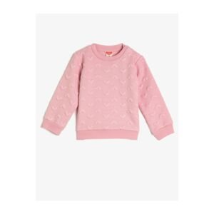 Koton Baby Girl Pink Long Sleeve Crew Neck Sweatshirt