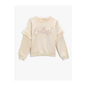 Koton Letter Embroidered Sweatshirt Crew Neck Cotton