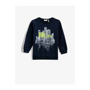 Koton Crew Neck Long Sleeve Printed Sweatshirt