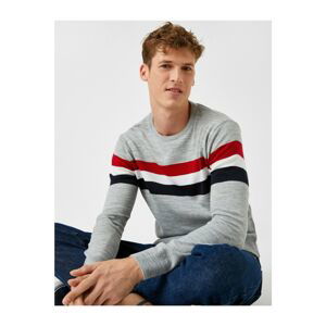 Koton Men's Gray Striped Sweater