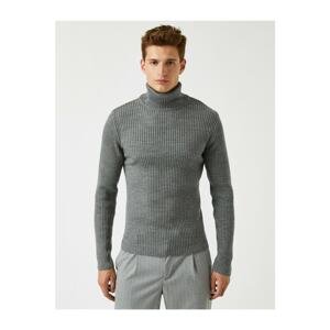 Koton Men's Gray Turtleneck Sweater