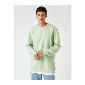 Koton Men's Mint Green Basic Oversize Sweatshirt