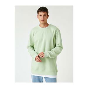 Koton Men's Mint Green Basic Oversize Sweatshirt