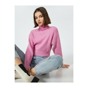 Koton Crop Turtleneck Corduroy Knitwear Sweater