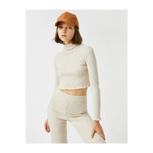 Koton Crop Turtleneck Corduroy Knitwear Sweater