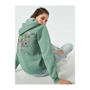 Koton Floral Embroidered Hoodie Sweatshirt