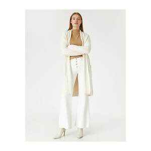 Koton Long Sleeve Collarless Long Cardigan