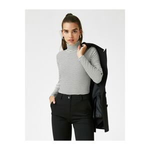 Koton Turtleneck Striped Long Sleeve Basic T-Shirt