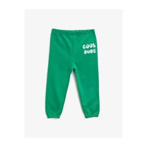 Koton Baby Boy Green Normal Waist Letter Printed Sweatpants