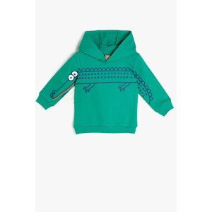 Koton Cotton Hooded Long Sleeve Printed Sweatshirt