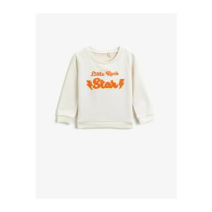 Koton Baby Boy Slogan Written Embroidered Beige Sweatshirt
