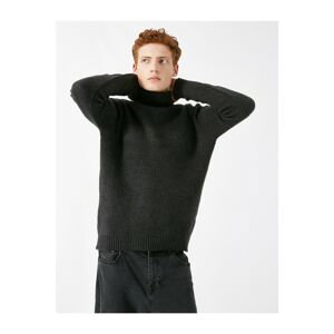 Koton Men's Gray Turtleneck Long Sleeve Sweater