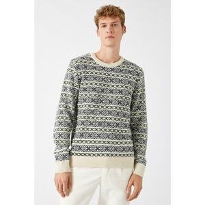 Koton Respect Life - Legislative Respect - Wool Content Crew Neck Patterned Long Sleeve Knitwear Sweater