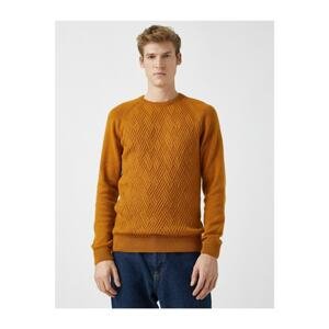 Koton Men's Orange Wool Crew Neck Basic Knitwear Sweater
