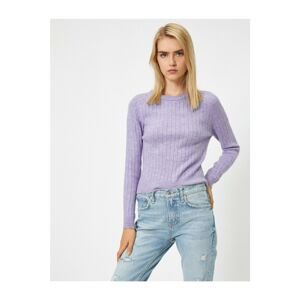 Koton Women's Purple Long Sleeve Boat Neck Sweater