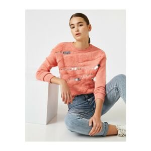 Koton Crew Neck Sequin Detailed Knitwear Sweater