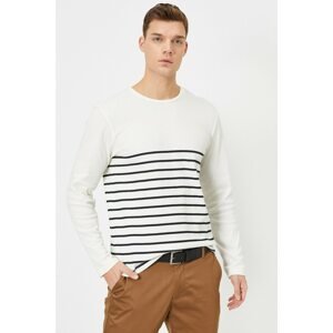 Koton Men's White Striped Sweater