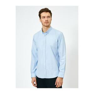 Koton Men's Blue Classic Collar Shirt